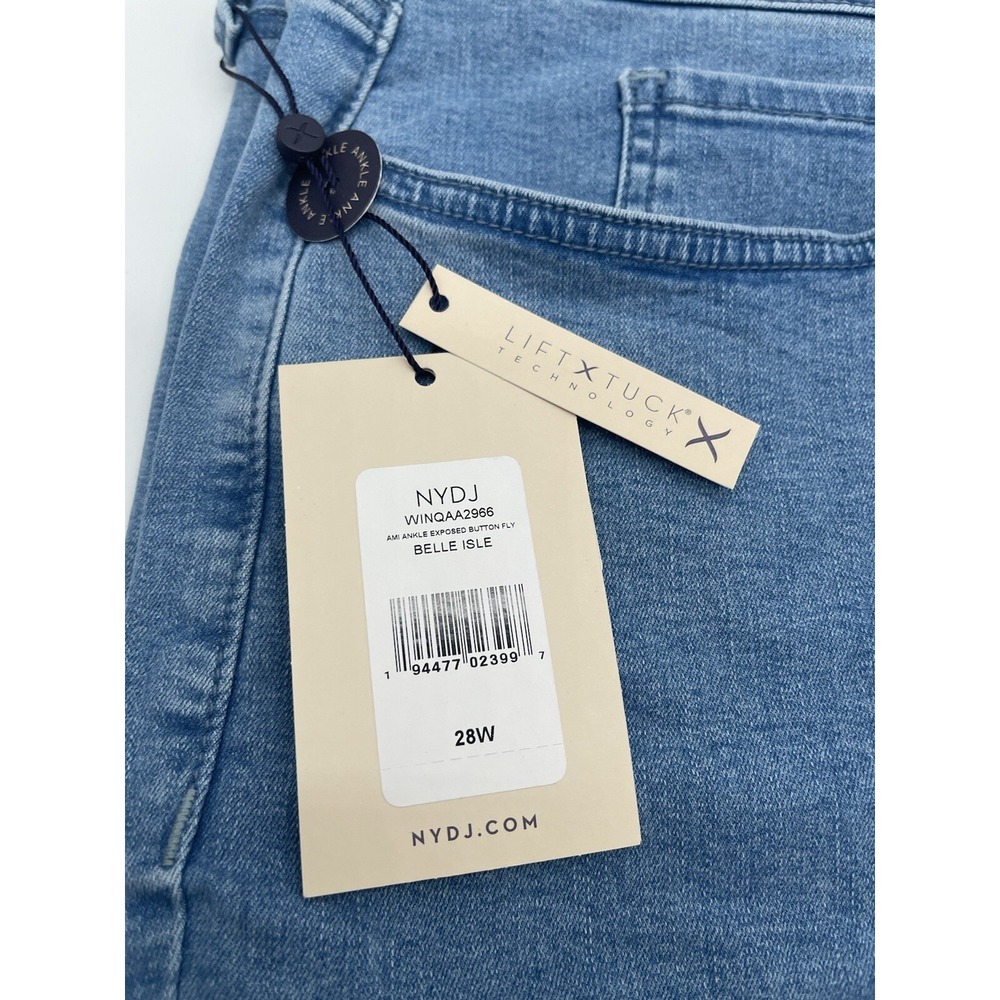 NYDJ Women's Ami Ankle Skinny Jeans Exposed Button Fly Light Blue 28W - Picture 2 of 7